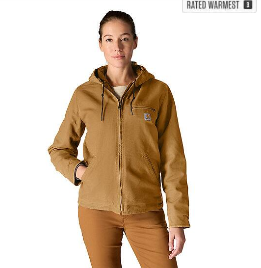 Women's Iconic Washed Duck Sierra Carhartt Brown Jacket Front Veiws