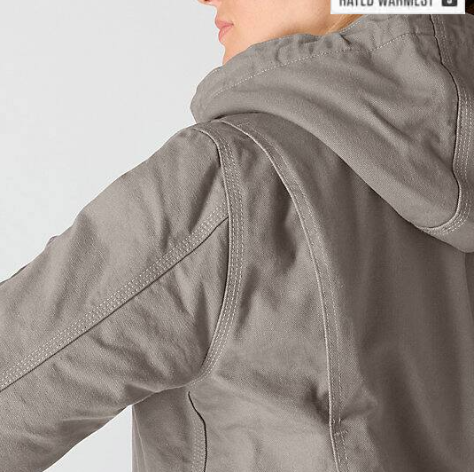 Women_s_Iconic_Washed_Duck_Sierra_Taupe Gray_Jacket_Back Shoulder Detail Views