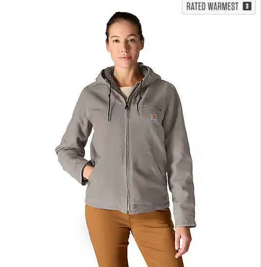 Women's Iconic Washed Duck Sierra Taupe Gray Jacket Front Veiws
