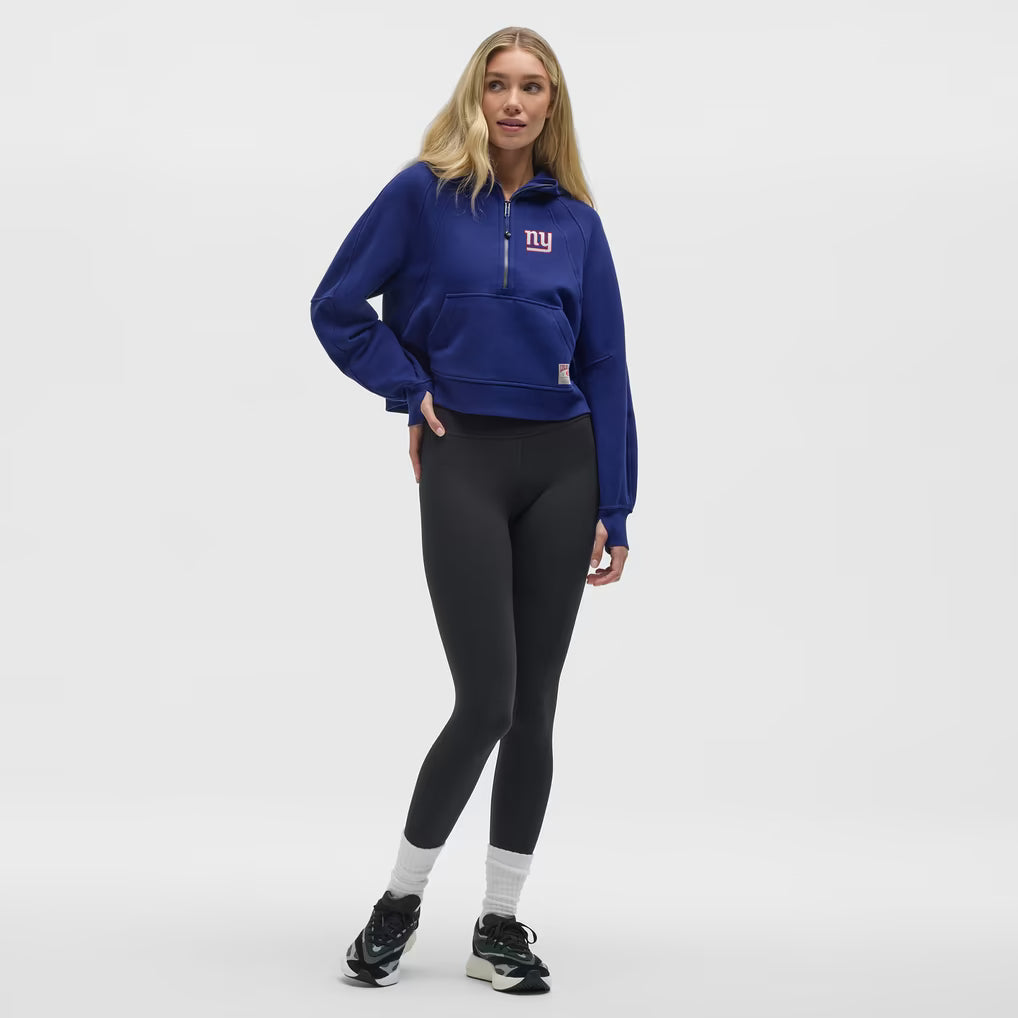 Women's New York Giants lululemon Larkspur Scuba Oversized Half-Zip Blue Hoodie Full Body Front Veiws